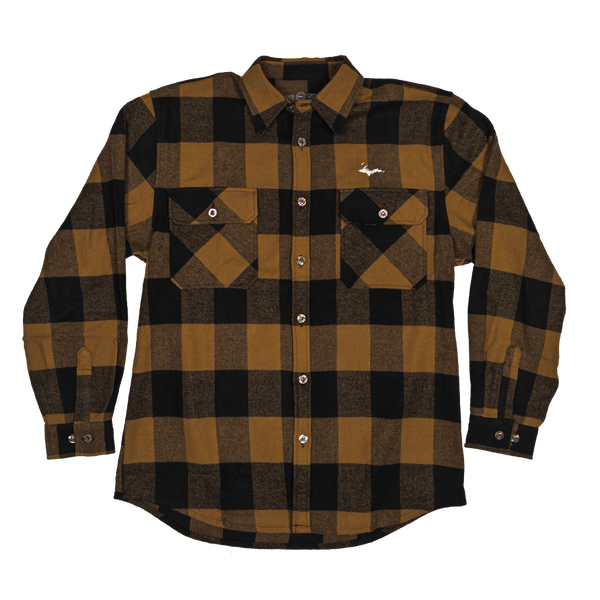"U.P. SILHOUETTE" Brown Buffalo Plaid Extra Heavyweight Flannel Shirt