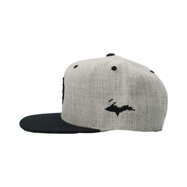 Hat - "U.P. Emblem (Retro)" 3D Puff Heather Grey/Black Snapback