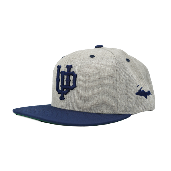 Hat - "U.P. Emblem (Retro)" 3D Puff Heather Grey/Navy Snapback