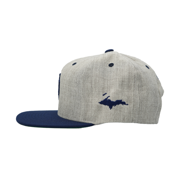 Hat - "U.P. Emblem (Retro)" 3D Puff Heather Grey/Navy Snapback