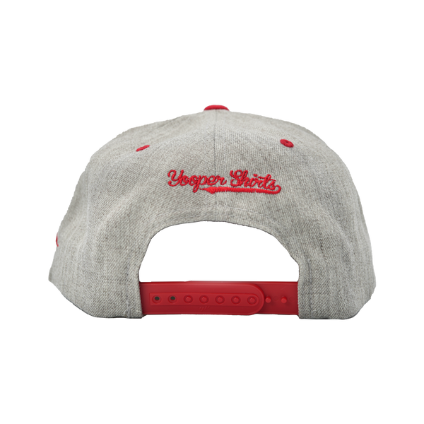 Hat - "U.P. Emblem (Retro)" 3D Puff Heather Grey/Red Snapback
