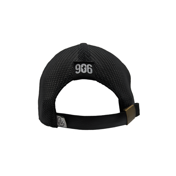 Hat - "U.P. Silhouette (3D Puff)" Camo/Black Trucker Hat