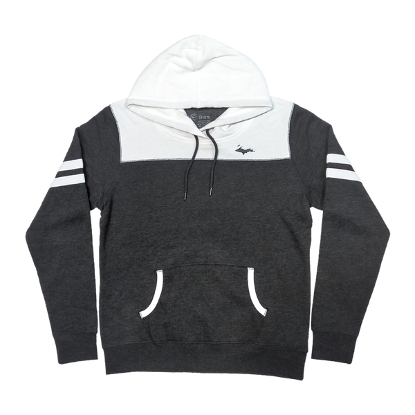 "U.P. Silhouette" Ladies Black Heather/White Varsity Fleece Hoodie