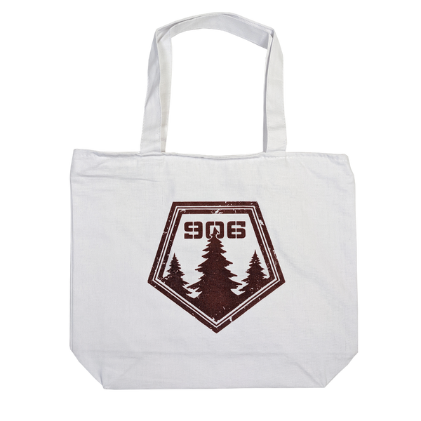 "906 Pines" 25L White Zippered Tote