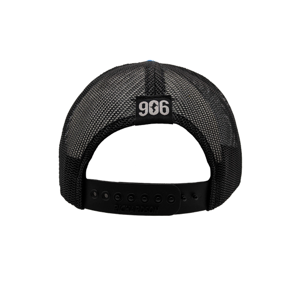 Hat - "U.P. Silhouette (Corner)" Cyan/Black Low Profile Trucker Hat