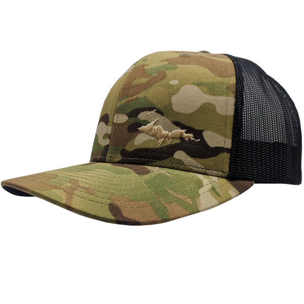 Hat - "U.P. Silhouette (Corner)" Multicam Green/Black Low Profile Trucker Hat