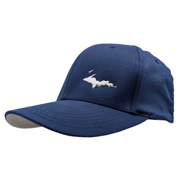 Hat - "U.P. Silhouette (Corner)" White on Navy FlexFit Structured Cap