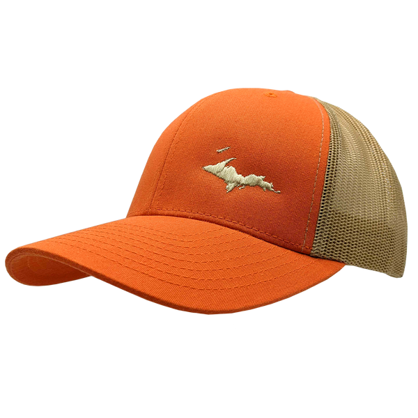 Hat - "U.P. Silhouette (Corner)" Rustic Orange/Khaki Low Profile Trucker Hat