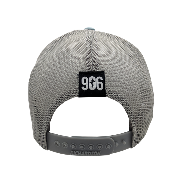 Hat - "U.P. Silhouette (Corner)" Smoke Blue/Aluminum Low Profile Trucker Hat