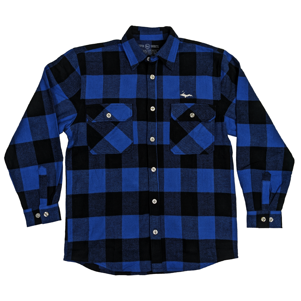 Blue and black flannel deals