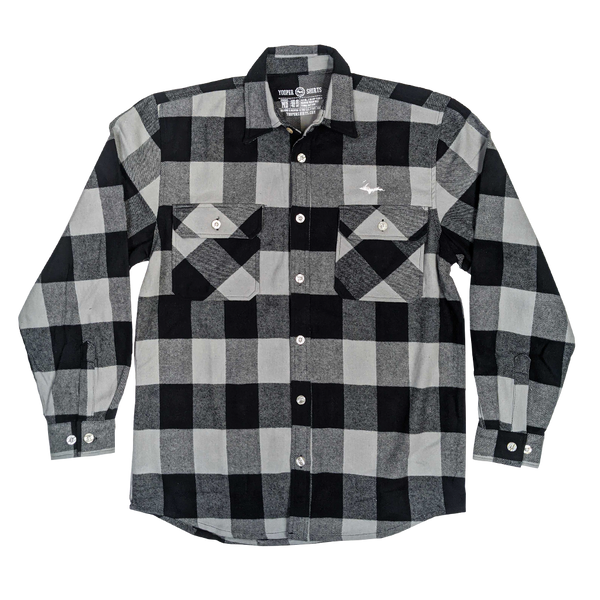 "U.P. SILHOUETTE" Grey Buffalo Plaid Extra Heavyweight Flannel Shirt