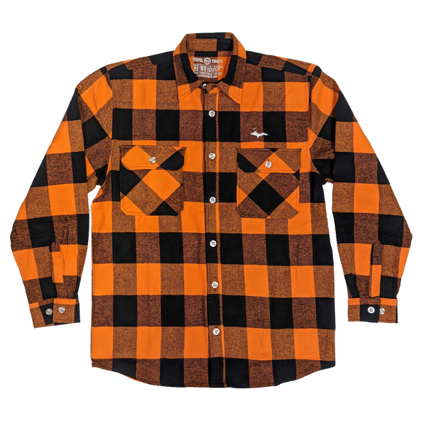 "U.P. SILHOUETTE" Orange Buffalo Plaid Extra Heavyweight Flannel Shirt