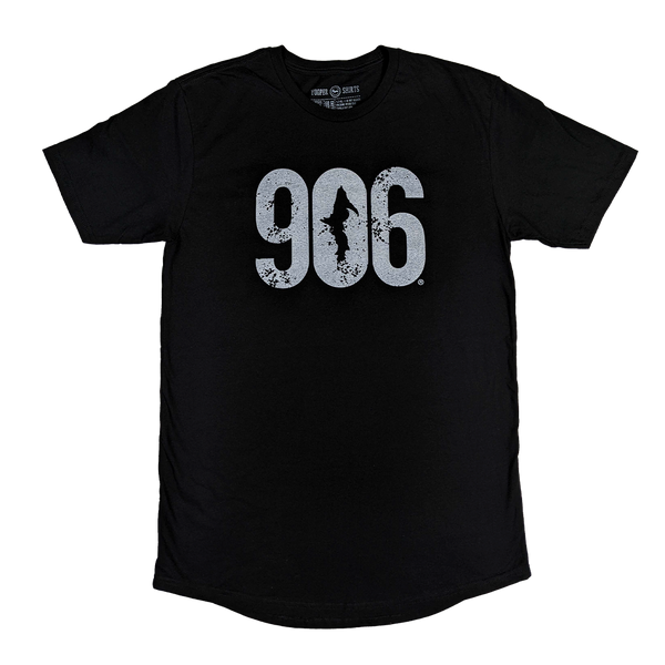"906" Black Long Body Crew T-Shirt
