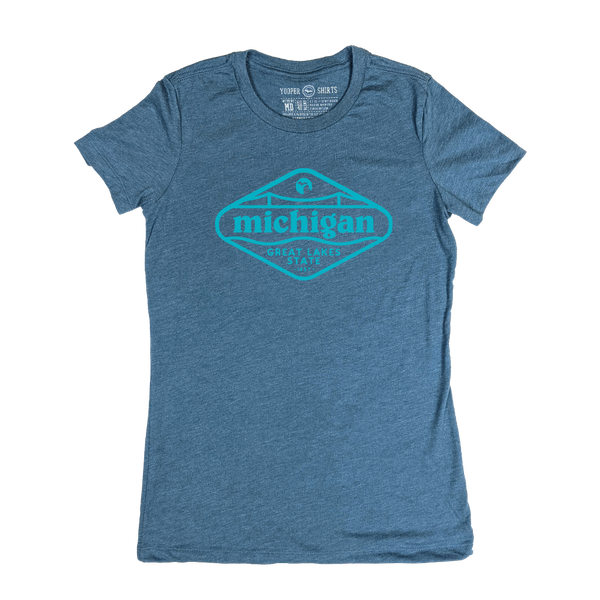 "Michigan (GLS)" Heather Deep Teal Women's T-Shirt (ONLINE ONLY)
