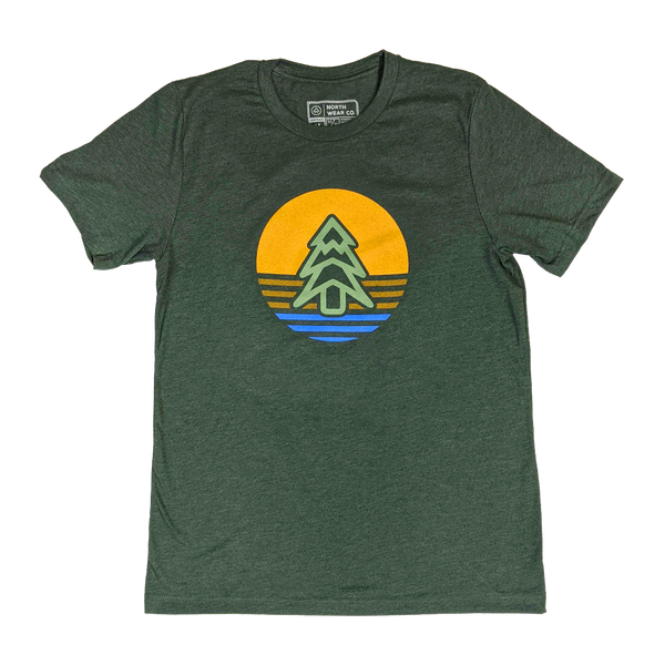 "Tree Icon (Sunrise)" Heather Forest T-Shirt