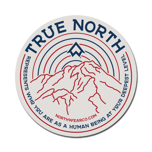 Sticker - "TRUE NORTH" 4" Light Navy/Lundin Red Window Decal