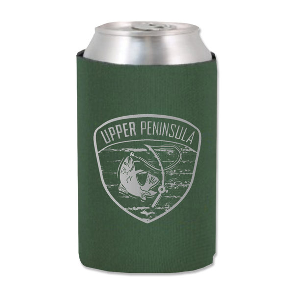 Can Cozy - "U.P. FISHIN" Forest Green