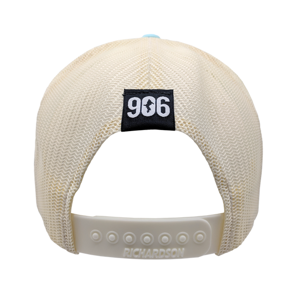 Hat - "U.P. Silhouette (Corner)" Aruba Blue/Birch Low Profile Trucker Hat