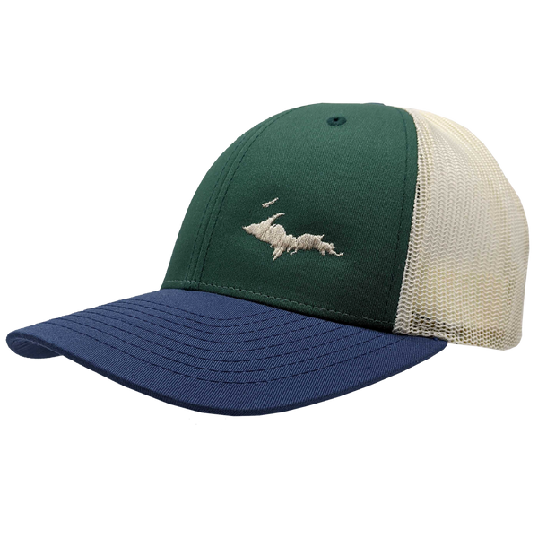 Hat - "U.P. Silhouette (Corner)" Spruce/Birch/Light Navy Low Profile Trucker Hat