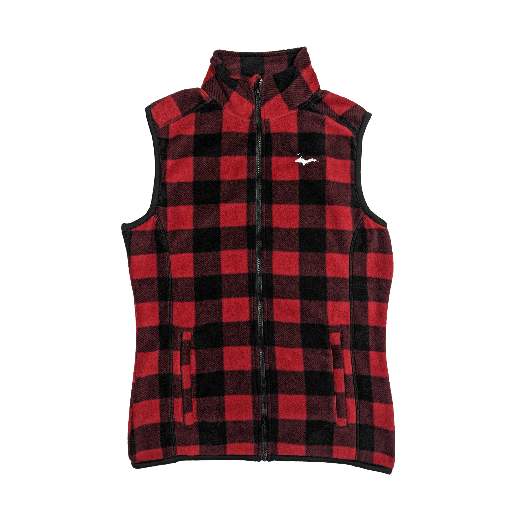 Mens red and 2025 black plaid vest
