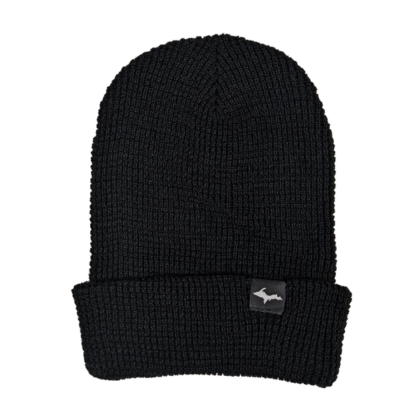 Beanie - "Upper Peninsula" Black Waffle Cuffed Beanie