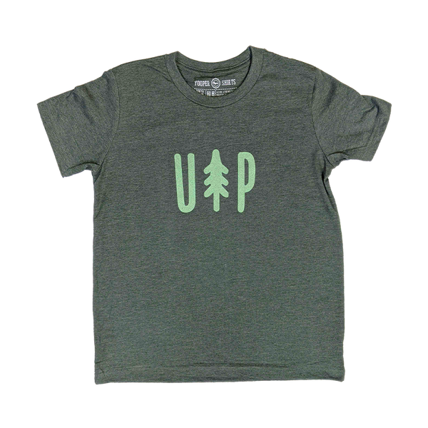 YOUTH - "UP Tree" Heather Forest T-Shirt