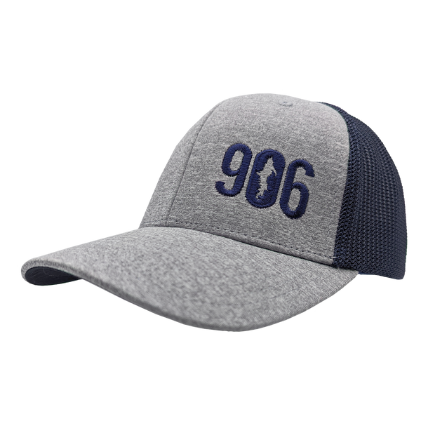 Hat - "906" Heather Grey/Navy FlexFit Melange Mesh Cap