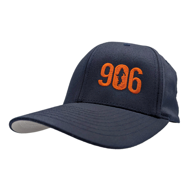 Hat - "906" Orange on Dark Navy FlexFit Structured Cap