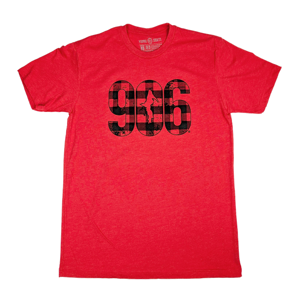 "906 PLAID" Heather Red T-Shirt
