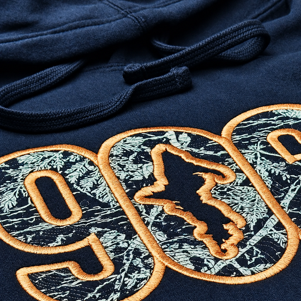 "906 Backwoods" Black Appliqué Elevated Hoodie