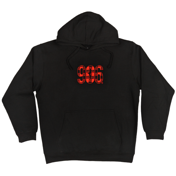 "906 PLAID" Embroidered Black Elevated Hoodie (ONLINE ONLY)
