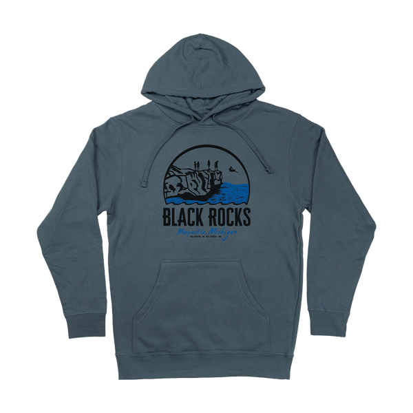 "Black Rocks" Storm Blue Midweight Hoodie
