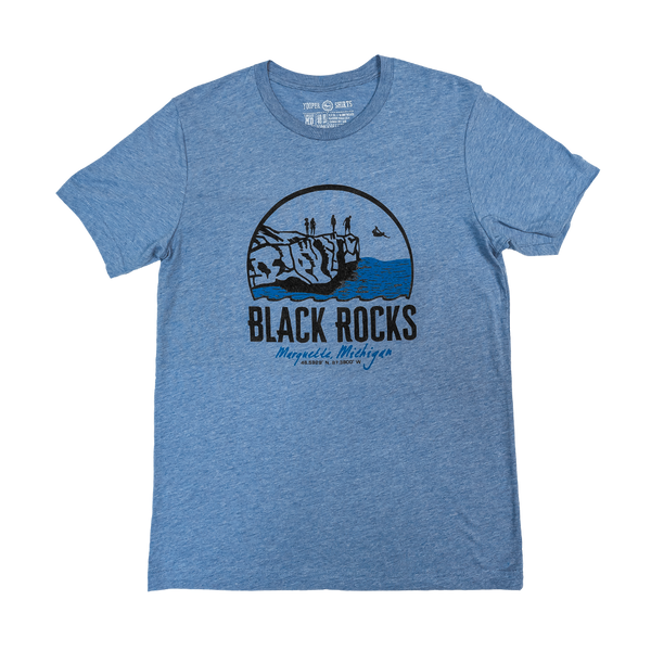 "Black Rocks" Blue Triblend T-Shirt