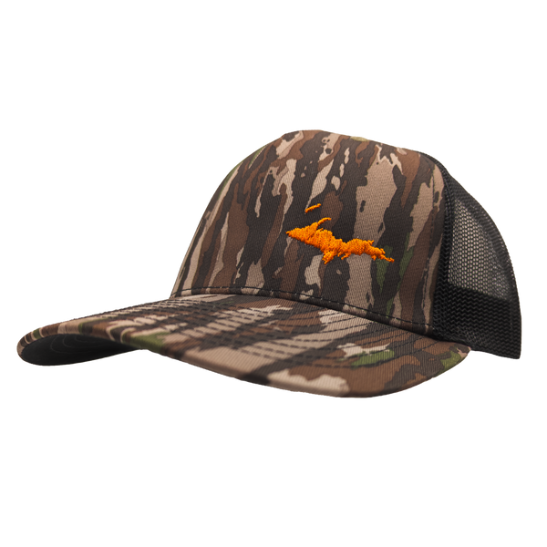 Hat - "U.P. Silhouette (Corner)" Realtree Original/Black Mid Profile Trucker Hat