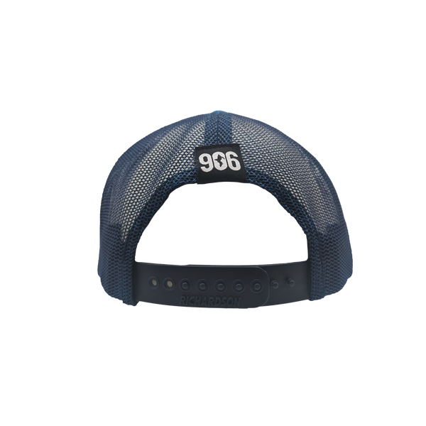 Hat - "U.P. Silhouette (Corner)" Realtree Fishing Light Blue/Navy Mid Profile Trucker Hat