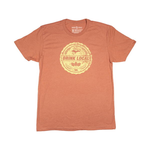 "DRINK LOCAL" Heather Redwood T-Shirt