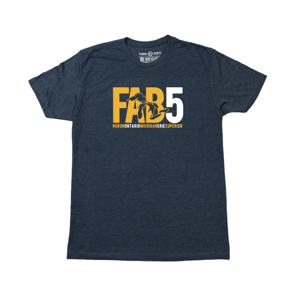 "FAB 5"(Great Lakes) Heather Navy T-Shirt