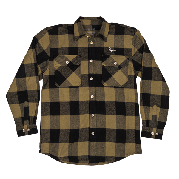 "U.P. SILHOUETTE" Coyote Brown Buffalo Plaid Extra Heavyweight Flannel Shirt