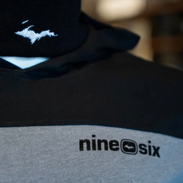 "nine0six" Black/Vintage Heather Halftime Long Sleeve Hoodie