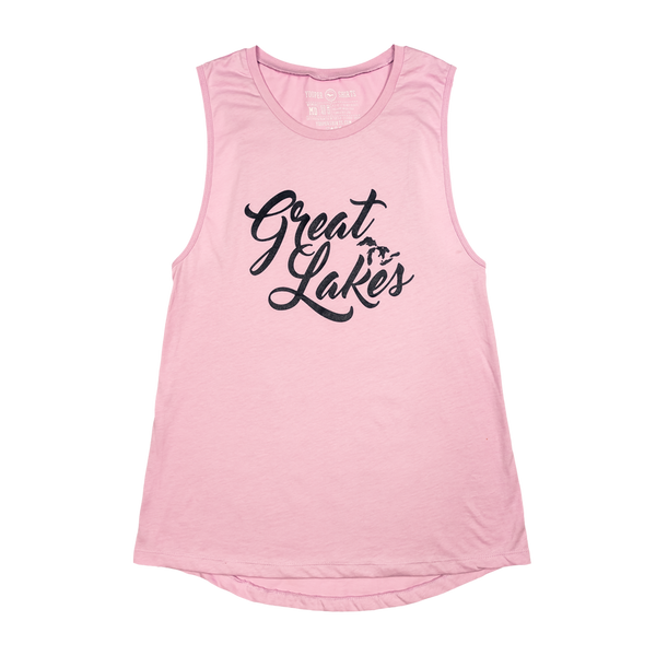 "Great Lakes (Script)" Women's Lilac Jersey Muscle Tank