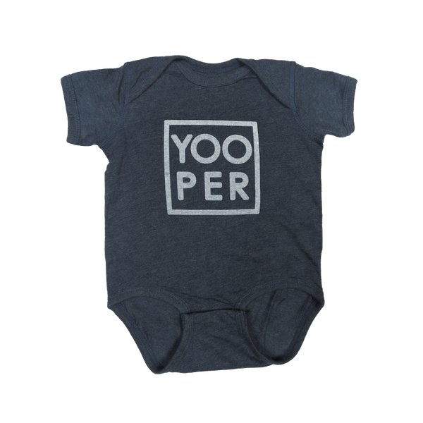 INFANT - "YOOPER (Square)" Vintage Denim Raglan Onesie