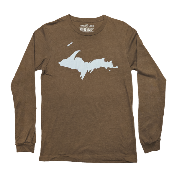 "U.P. Silhouette (Islands)" Heather Brown Longsleeve T-Shirt