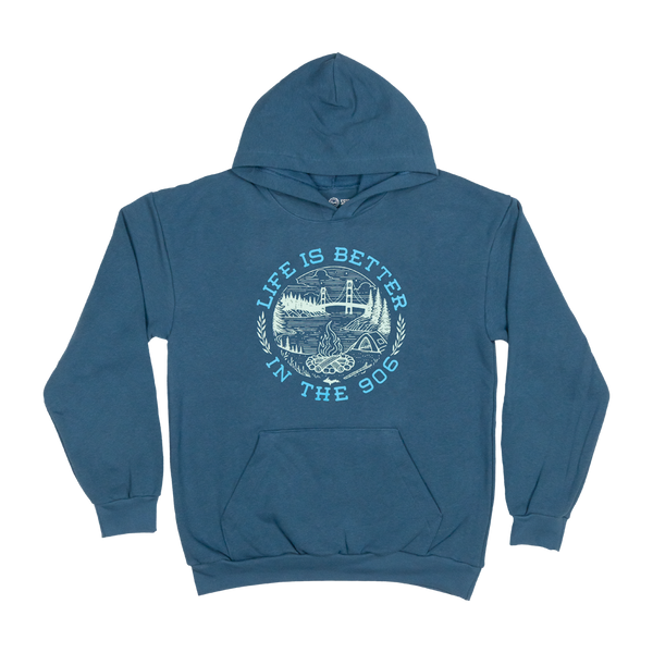 "Life is Better (906)" Sea Blue ReFlex Fleece Hoodie