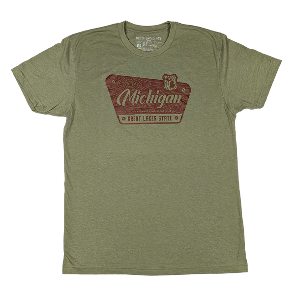 "Michigan Welcome" Heather Light Olive T-Shirt