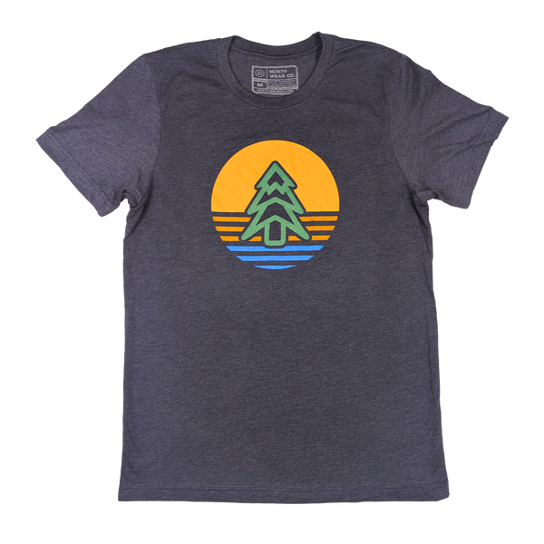 "Tree Icon (Sunrise)" Heather Midnight Navy T-Shirt