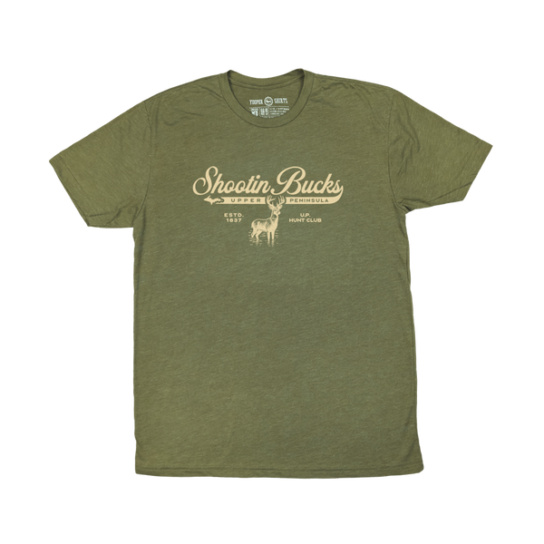 "Shootin Bucks" Heather Military T-Shirt