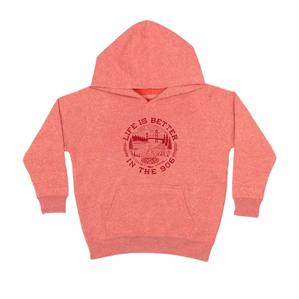 TODDLER - "Life is Better (906)" Pomegranate Special Blend Raglan Hoodie