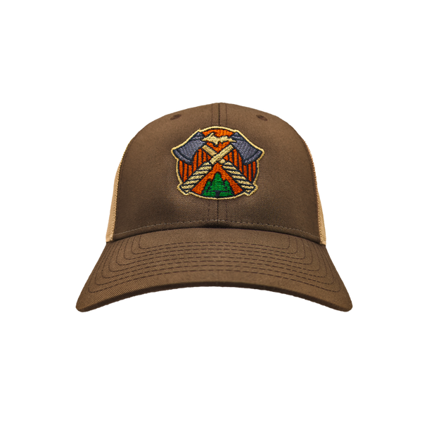 Hat - "U.P. AXES" Brown/Khaki Low Profile Trucker Hat