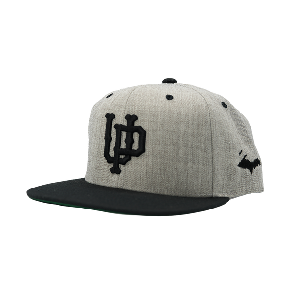 Hat - "U.P. Emblem (Retro)" 3D Puff Heather Grey/Black Snapback