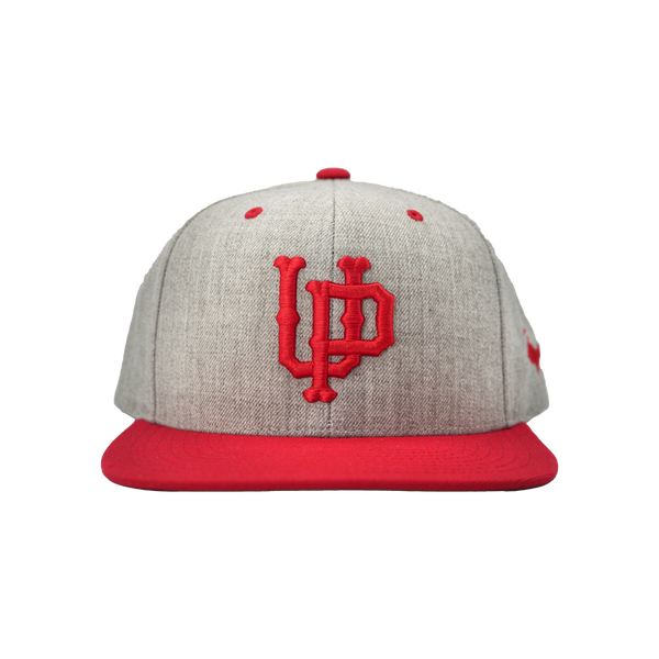 Hat - "U.P. Emblem (Retro)" 3D Puff Heather Grey/Red Snapback